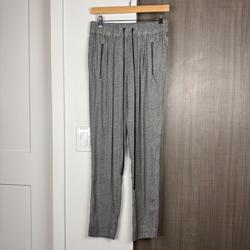 A.L.C Black White Silk Blend Pull On Jogger Pants Size XS